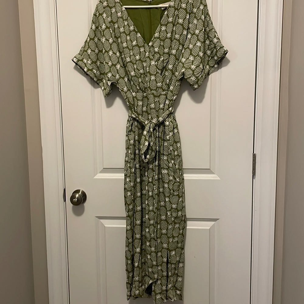 Boden pineapple jumper with pockets and tie belt
